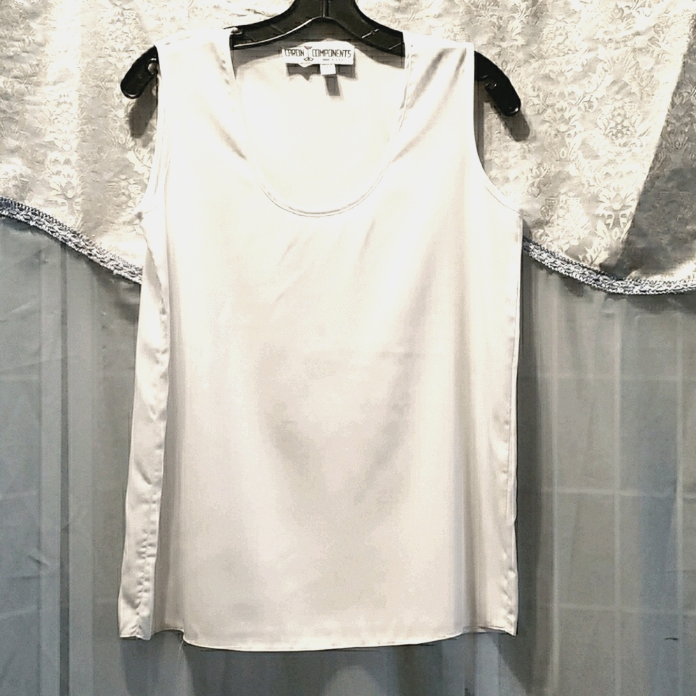 CARON COMPONENTS WHITE SCOOP NECK TANK SZ M